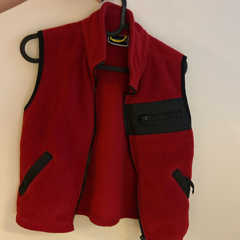 Children's Red Fleece Vest with Black Accents